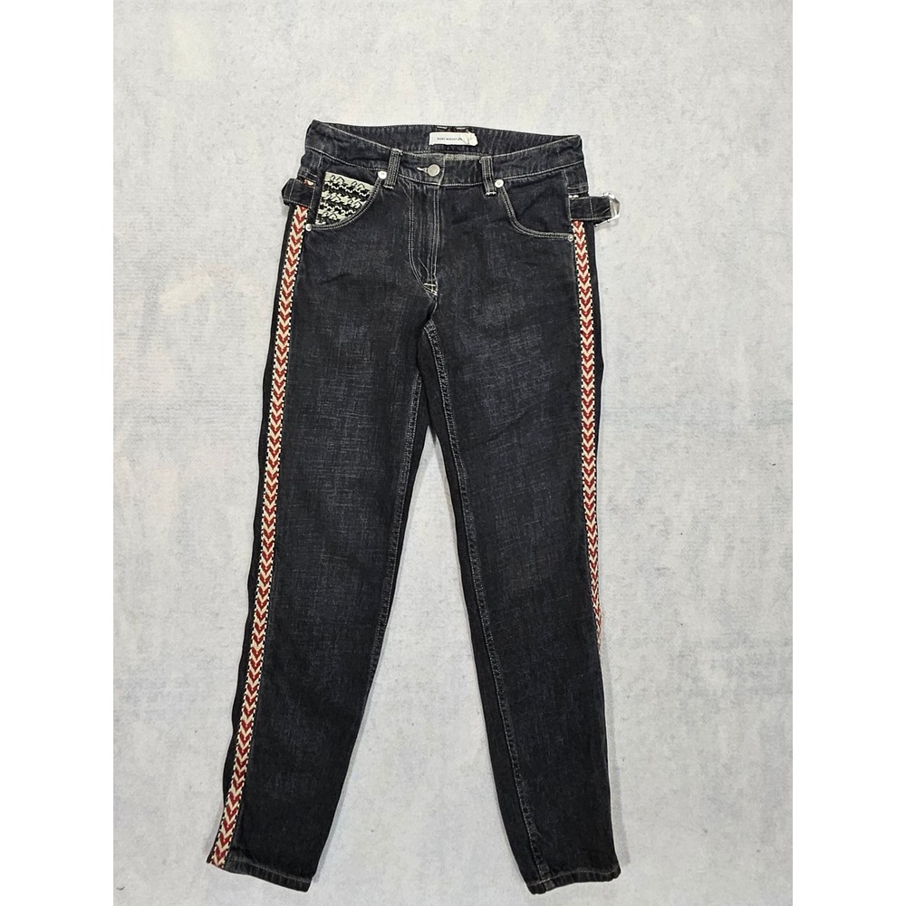 Isabel Marant EtoileJeans Women US 2 / 26 Embroidered Buckle Black Aztec Trim